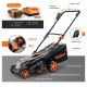 Cordless Lawn Mower, 16 Inch Brushless Lawn Mower, 50L Grass Box & Mulch Plug, 4