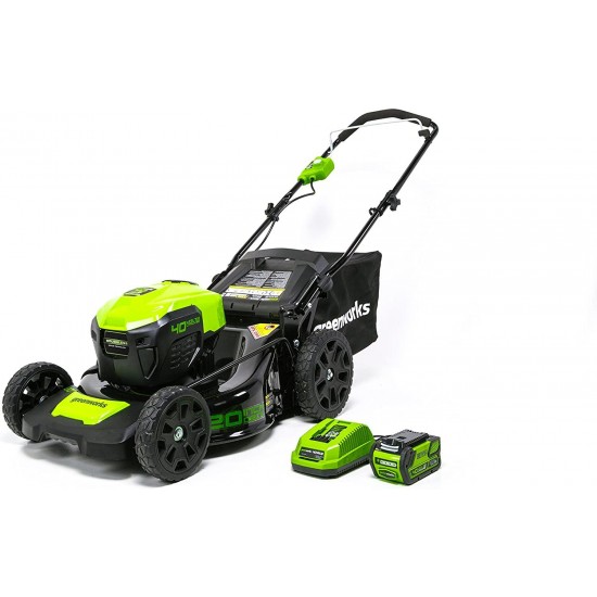 GreenWorks MO40L410 G-MAX 40V 20-Inch Cordless 3-in-1 Lawn Mower with Smart Cut