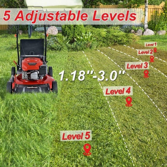 Lawn Mower Steel Mowing Deck Gas Push 3in1 PowerSmart 21