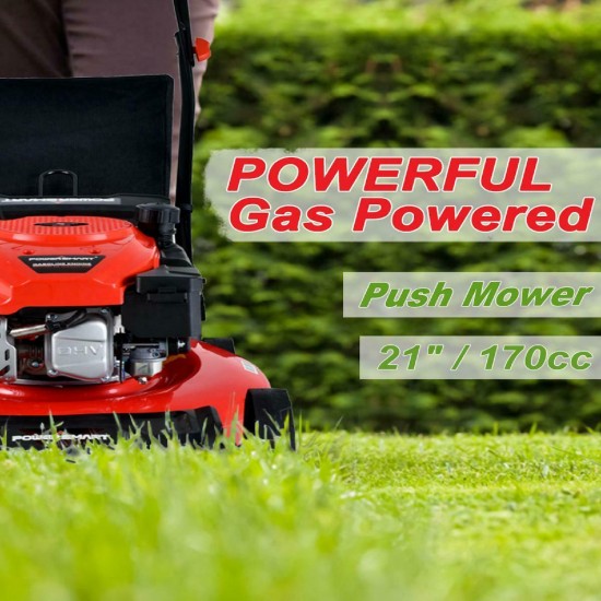 Lawn Mower Steel Mowing Deck Gas Push 3in1 PowerSmart 21