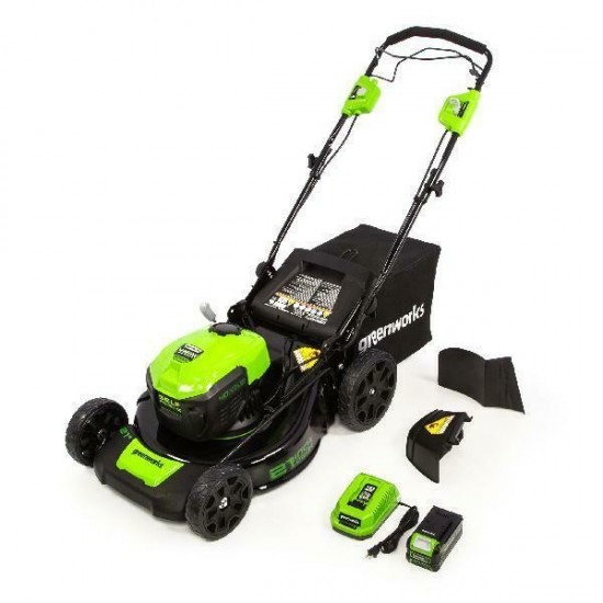 Greenworks 21-Inch 40V Self Propelled Mower 5Ah Battery and Quick Charger