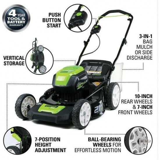 Greenworks PRO 21-Inch 80V Cordless Lawn Mower, 4.0 AH Battery Incl. GLM801602