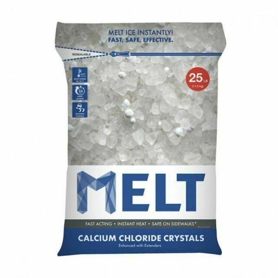 Snow Joe MELT25CC Melt Calcium Chloride Crystals Ice Melter Resealable Bag 25lb