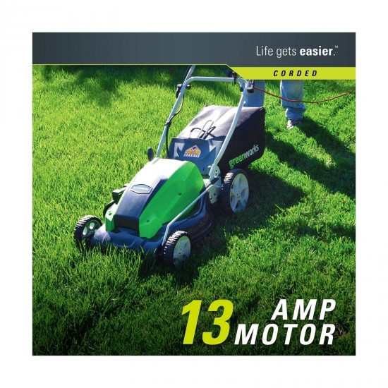 Greenworks 21-Inch 13 Amp Corded Electric Lawn Mower 25112