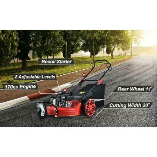 Lawn Mower 170 Cc Gas Self Propelled Walk Behind  Compact Lightweight Package