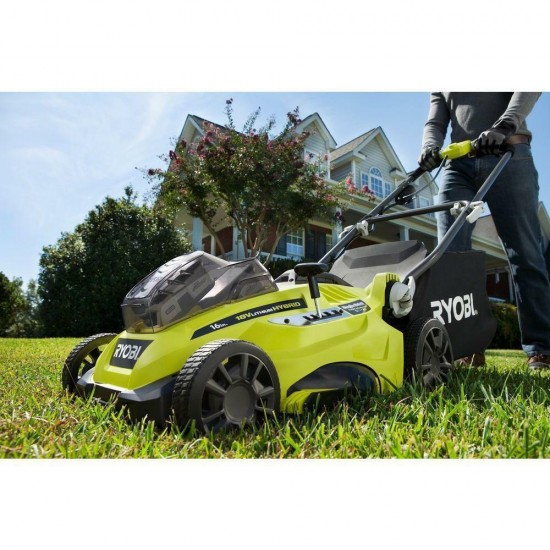 Ryobi Lawn Mower Walk Behind Push Hybrid One+ 18 Volt Li-Ion Compact 16 in.