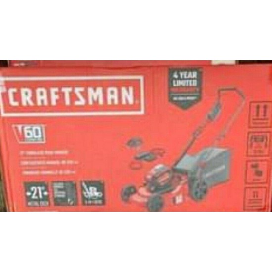 CRAFTSMAN CMCMW260P1 V60 MAX 21-in mower 5.0 AH battery, charger a safety key