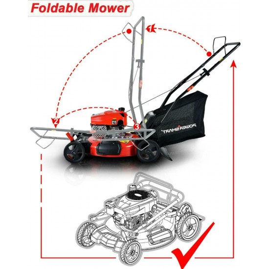 PowerSmart 21-in 3-in-1 Lawn Mower Easy Gas Push Start in Adjustable Height