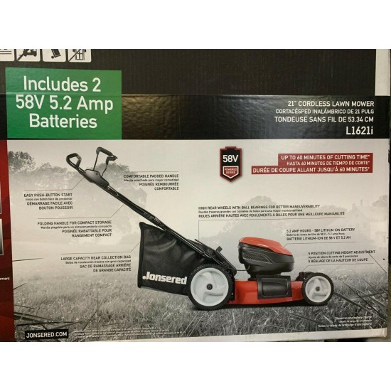 SNAPPER SP110 58 Volt 21 CUT HIGH WHEEL MOWER WITH 2 BATTERIES