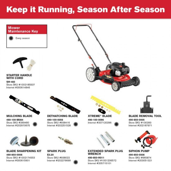 Push Lawn Mower Walk Behind Gas Included Mulch Kit 500e Series 140 cc 21 in.