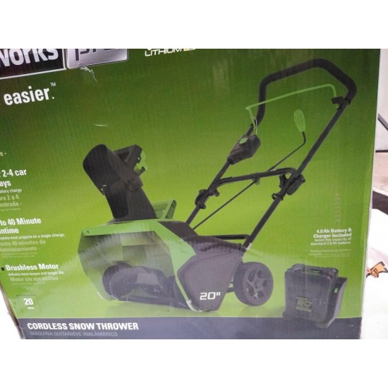 NEW Green Works Pro Cordless Snow Blower 60V 20