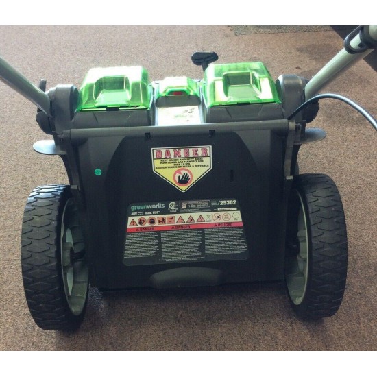 Greenworks 20-Inch 40V Twin Force Cordless Lawn Mower 25302 W/ 2 Batteries