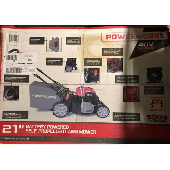 Powerworks 21'' 40V Lithium Self-Propelled Mower SAME DAY FREE SHIPPING