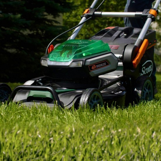 New Scotts 19-Inch 40-Volt Cordless Lawn Mower, LED Lights, 5Ah Battery,Charge