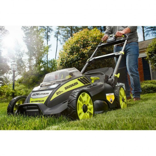 RYOBI 20 in. 40-Volt Brushless Lithium-Ion Cordless Battery Self Propelled Lawn