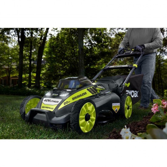 RYOBI 20 in. 40-Volt Brushless Lithium-Ion Cordless Battery Self Propelled Lawn