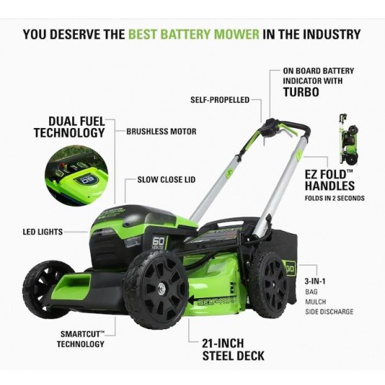 Greenworks Pro 60V Li-ion Self-Propelled 21